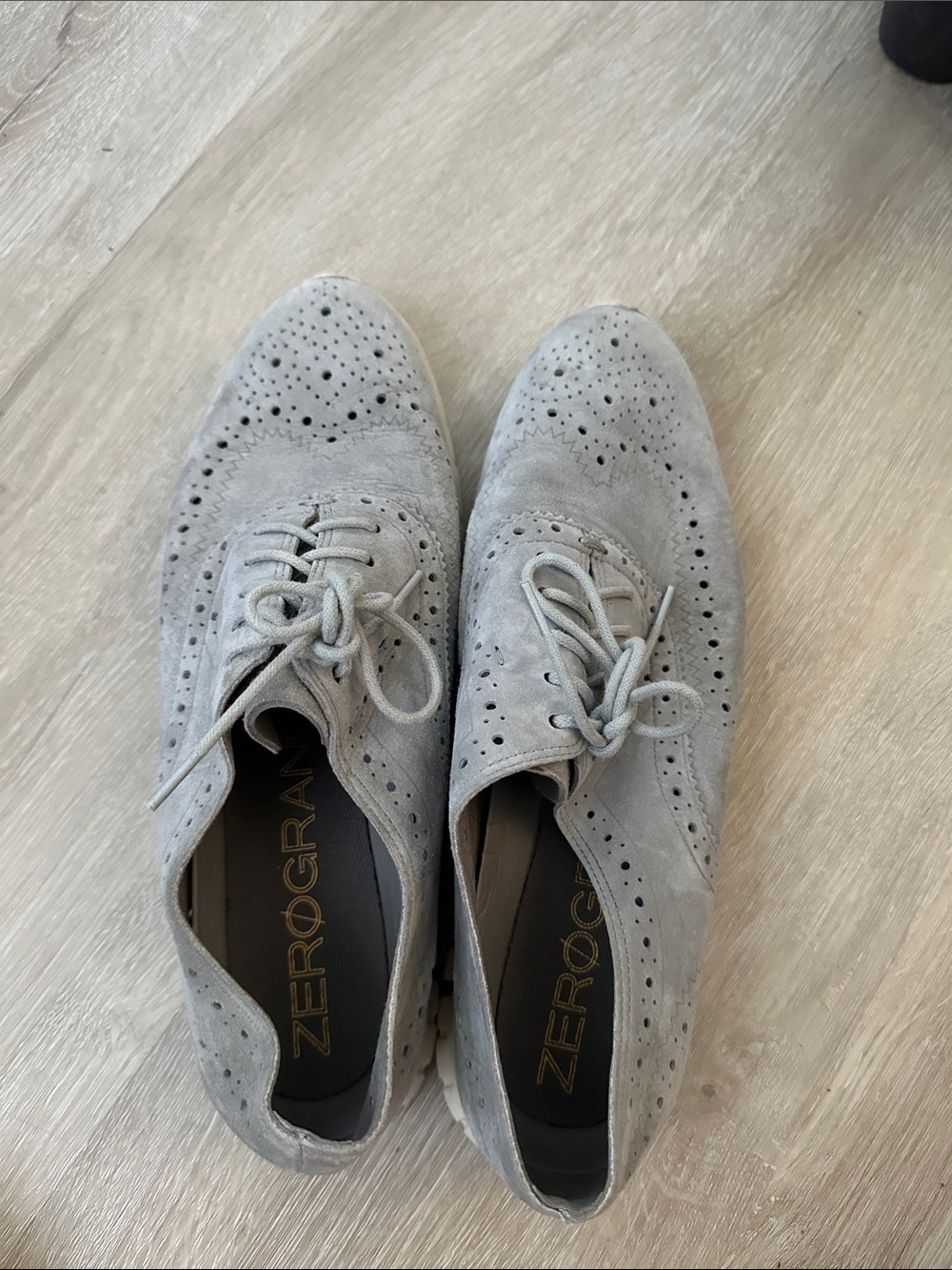 Cole Haan Light Gray Suede Wingtip Oxfords